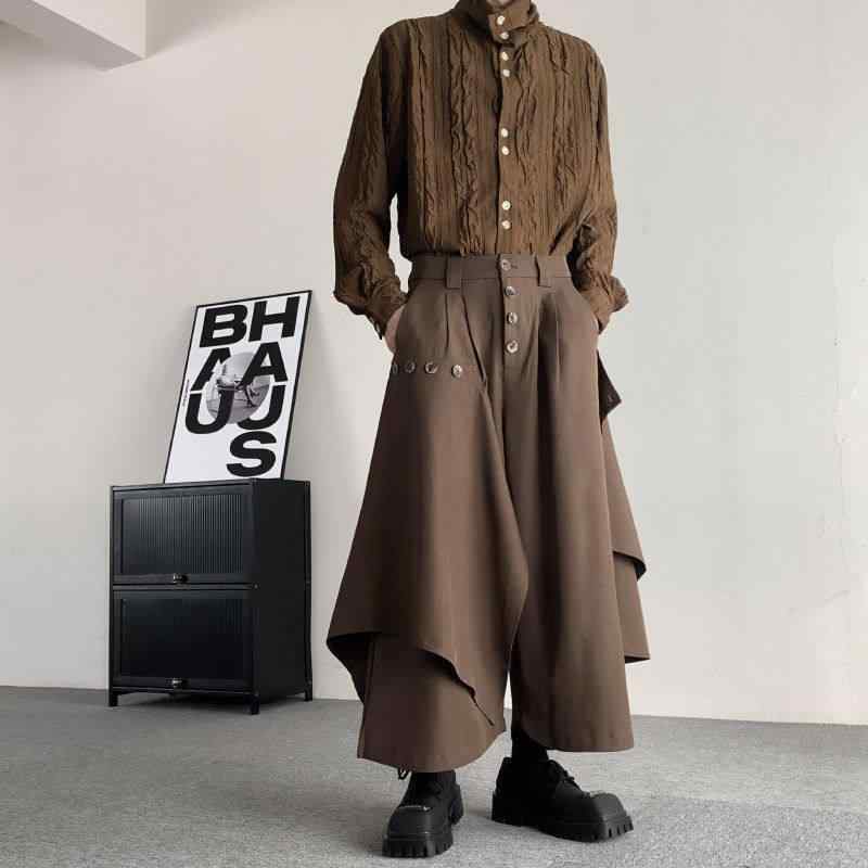 レトロ クール メンズ スーツ パンツ ドレープ ワイドレッグ