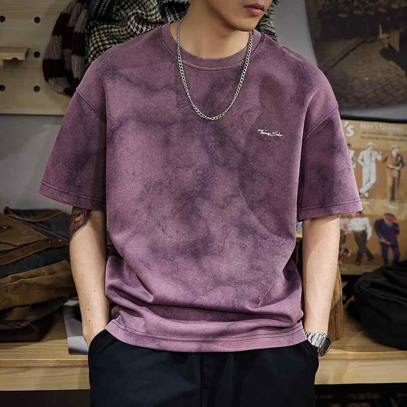 アメリカン ウォッシュ加工 半袖 Tシャツ メンズ ゆったり フィット クール スタイリッシュ 夏