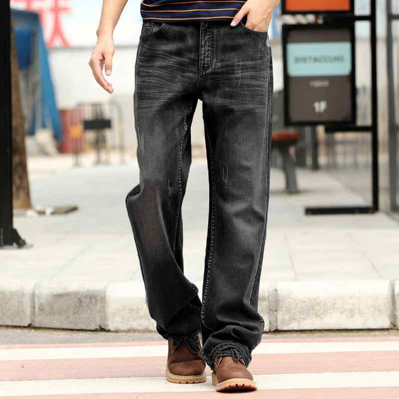 メンズ ジーンズ ストレッチ ゆったり ストレート レッグ ワイドレッグ パンツ 春　秋 スタイル 大きいサイズ