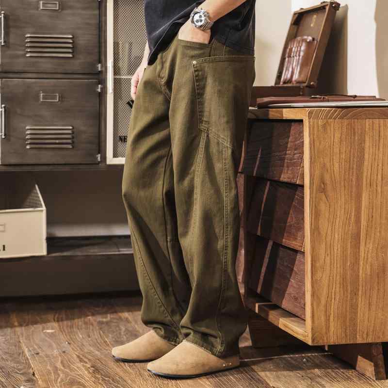 アメリカン レトロ ウォッシュ加工 メンズ ジーンズ 春 カジュアル ワーク パンツ ゆったり トラウザーズ