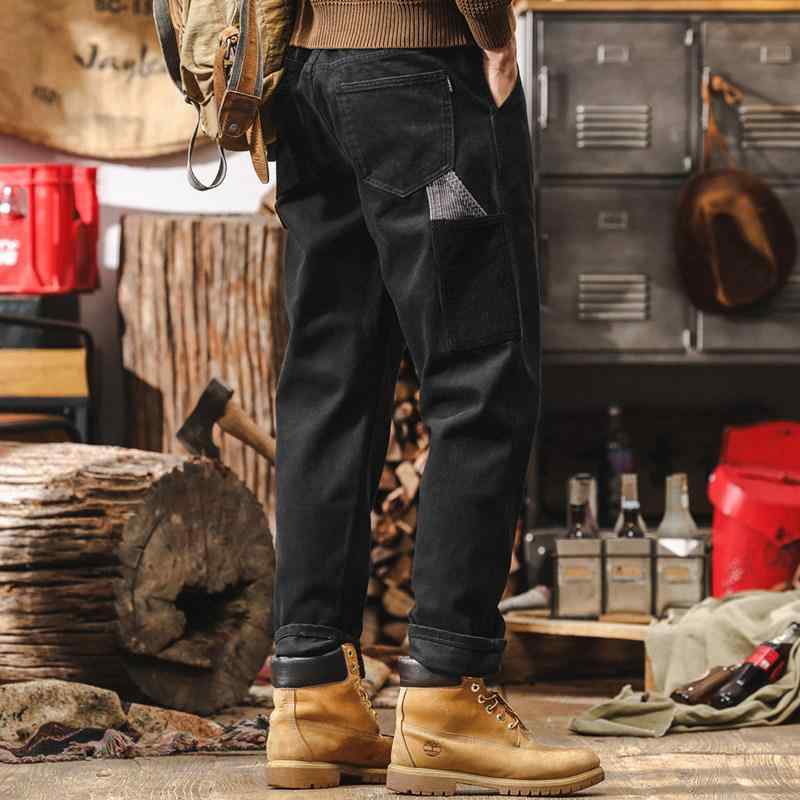 メンズ アメリカン レトロ カーゴ パンツ 秋 ブラック パンツ ゆったり ストレート レッグ カジュアル パンツ 8,052円