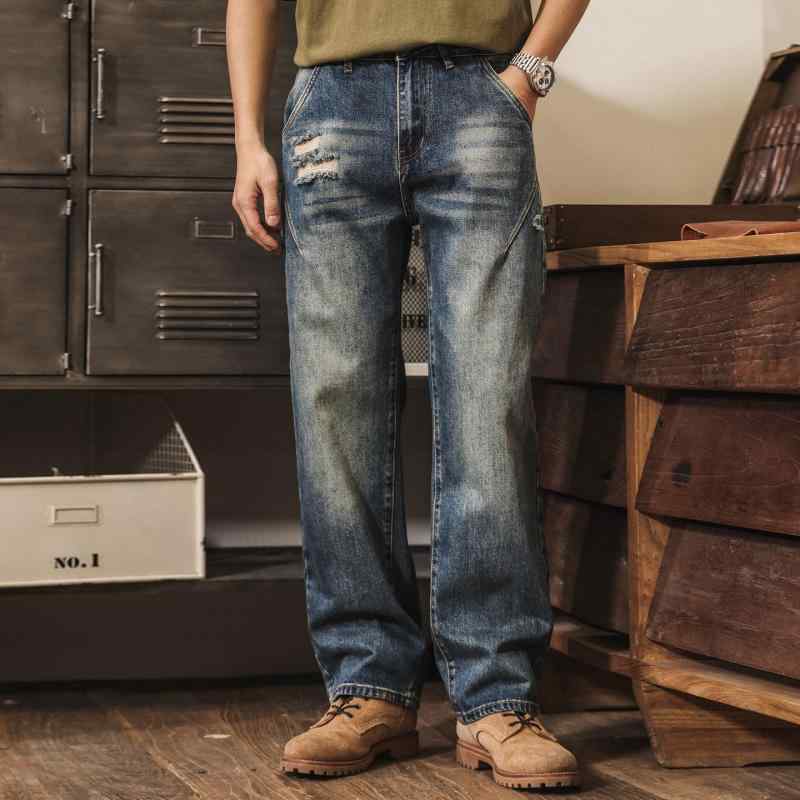 アメリカン レトロ ダメージ ジーンズ メンズ ストレート レッグ 春 メンズ カジュアル パンツ 10,457円