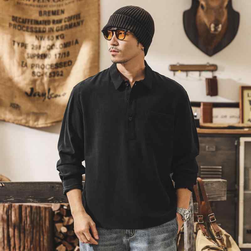 メンズ リヨ独居室 長袖 スポーツシャツ 春 表現スタイル 通気性 リネン プルオーバー アメリカン レトロ ゆったり 心地よい プルオーバー
