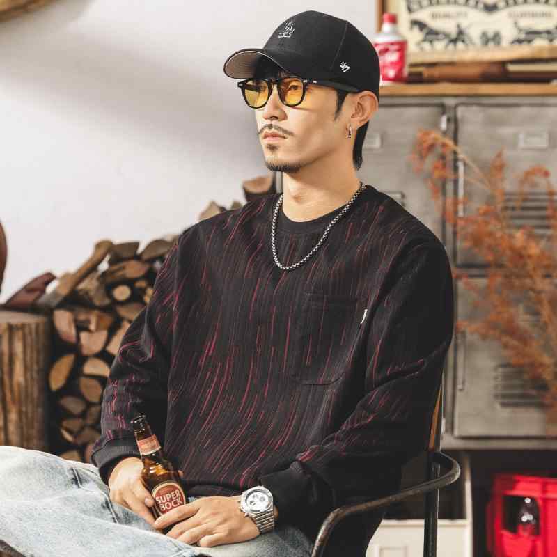 アメリカン レトロ メンズ 長袖 Tシャツ 春 ゆったり フィット スウェット シャツ メンズ 春　秋 トップス