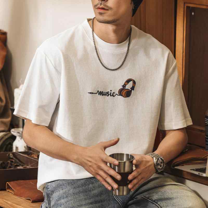 アメリカン レトロ メンズ Tシャツ 半袖 メンズ ゆったり ホワイト メンズ トップス