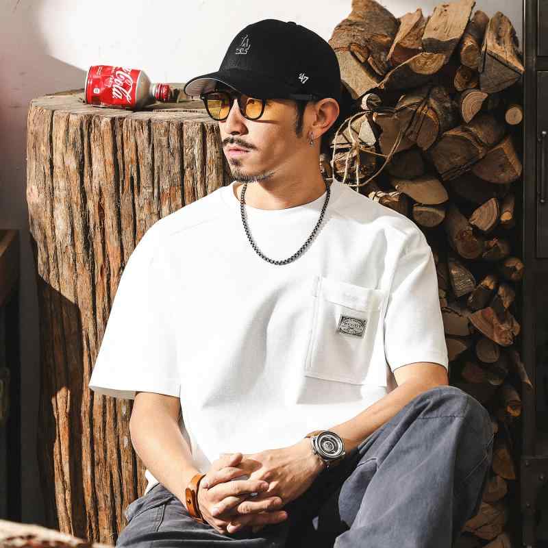 メンズ カット 半袖 Tシャツ 夏 ゆったり フィット 大きいサイズ アメリカン レトロ Tシャツ
