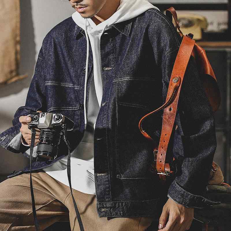 アメリカン クラシック カラー デニム ジャケット メンズ 春　秋色褪せ 大きいサイズ 春 ワーク ジャケット 男性用