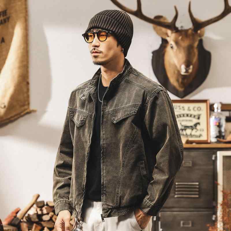 アメリカン レトロ メンズ デニム ジャケット 春 クール ゆったり フィット ウォッシュ加工 ワーク ウェア ジャケット