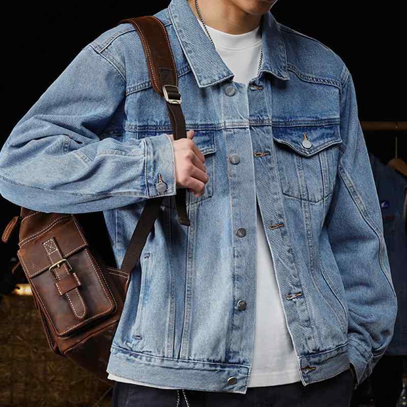 メンズ デニム ジャケット 春　秋 スタイル レトロ フィット フィット 秋 綿 ジャケット メンズ デニム コート