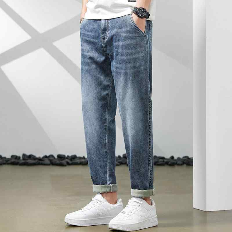 秋 メンズ 引っ切り無い レッグ デニム 填まる 春 秋 クロップド ズボン下