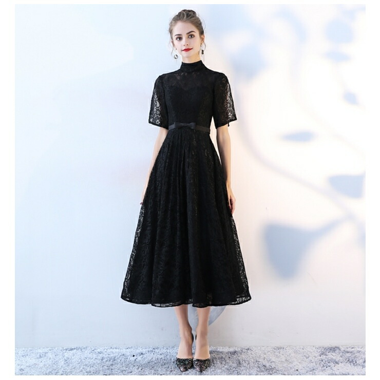 楽天市場 黒レース ワンピース パーティードレス ハイネック マキシ丈 ワンピース 結婚式 お呼ばれ 袖あり 結婚式ドレス 代 30代 フォーマル 結婚式 お呼ばれドレス 代 30代 40代 パーティードレス 大きいサイズ 結婚式 体型カバー ワンピースドレス ドレス通販