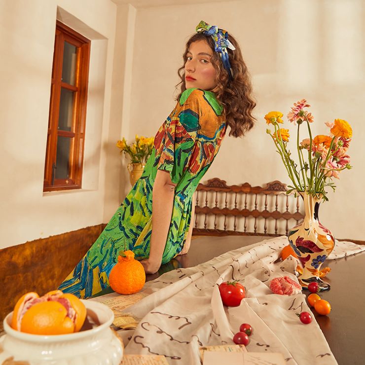 人気商品 の 8月30日時 ワンピース 油絵デザインワンピース 新作 オフィス 夏 結婚式 油絵デザインワンピース 入学式 二次会 秋 オフィス ワンピ 入園式 卒業式 Ol レディース ミディアム丈 ロング丈 半袖 柄物 春 夏 秋 冬 男女兼用の