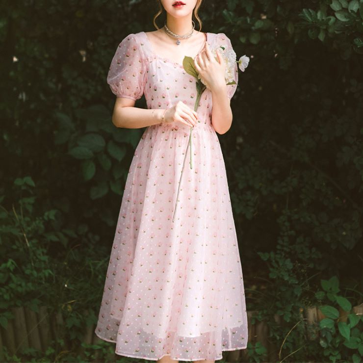 9ムーン10日付けモーメント 新作 小形華根性女性的ワンピース 小花柄フェミニンワンピース ワンピース 入園祭り ワンピ 華燭 二次儀式用 入学式 成人 麗しい 卒式 Ol レディース ロング身の長 半袖 花柄 春 炎節 秋期 冬 Bairien Yamagata Jp