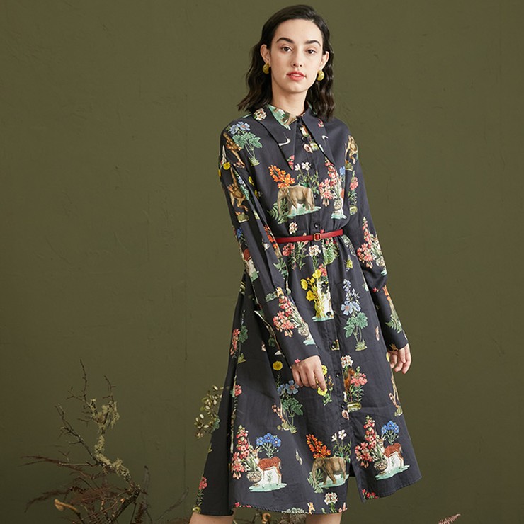 10月10日時 新作 アニマル柄ワンピース アニマル柄ワンピース ワンピース 結婚式 ワンピ 二次会 入学式 入園式 卒業式 大人 上品 Ol レディース ロング丈 長袖 柄物 秋 冬 Deerfieldtwpportage Com