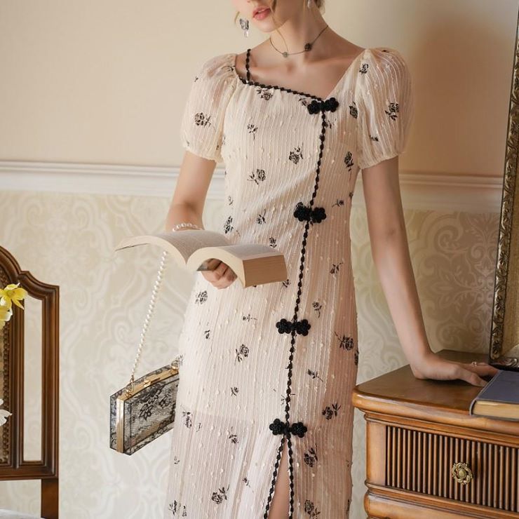 6月30日 新作 ブラックローズのチャイナ風ワンピース ブラックローズのチャイナ風ワンピース ワンピース ワンピ 入学式 結婚式 入園式 卒業式 二次会 Ol オフィス レディース 春 夏 秋 冬 Bouncesociety Com