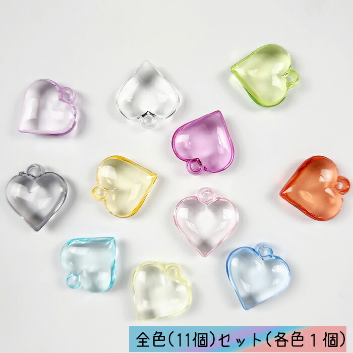 楽天市場】ハート プラ チャーム クリア カン付き ハンドメイド パーツ