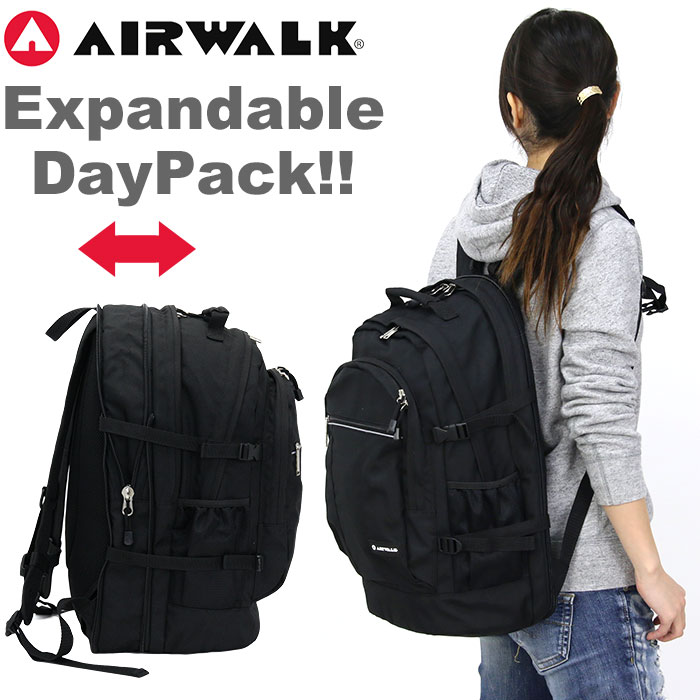 楽天市場 リュック 通学 女の子 エアウォーク Airwalk リュック リュックサック バックパック デイパック 黒リュック でかリュック 通学 リュック 大容量 通勤 女子 レディース 女性 タブレットpc収納 拡張 レインカバー付き B4 スクールリュック シンプル A