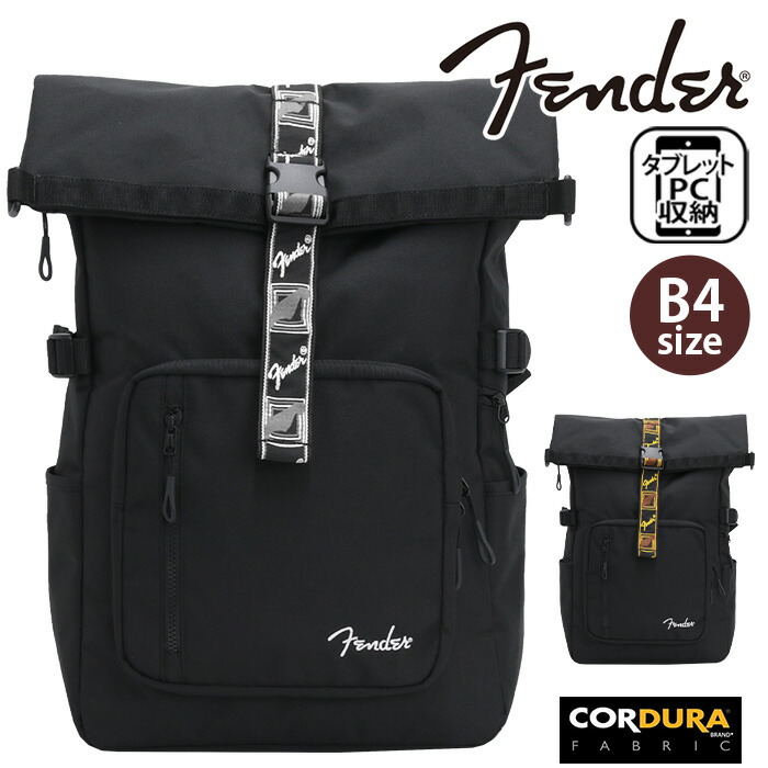 【P10倍】 フェンダー リュックサック Fender フラップ かぶせ コーデュラロールリュック リュック バックパック かばん バッグ B4 A4 17L カジュアル シンプル ロゴ タブレット収納 PC収納 大容量 大人 メンズ 男性 かっこいい ブラック 黒 通勤 通学 おでかけ 950-6056