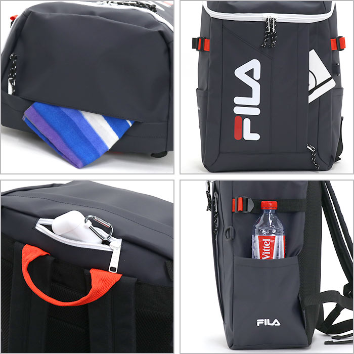 フィラ リュック Fila レディース リュックサック 高校生 スクエアリュック 黒 通学 旅行 通学用 丈夫 Pc 24l ロゴ B4 デイパック 女の子 女性 スクエア 女子 中学生 Box型 学生 人気 部活 バックパック タブレット 紺 7761 100 品質保証