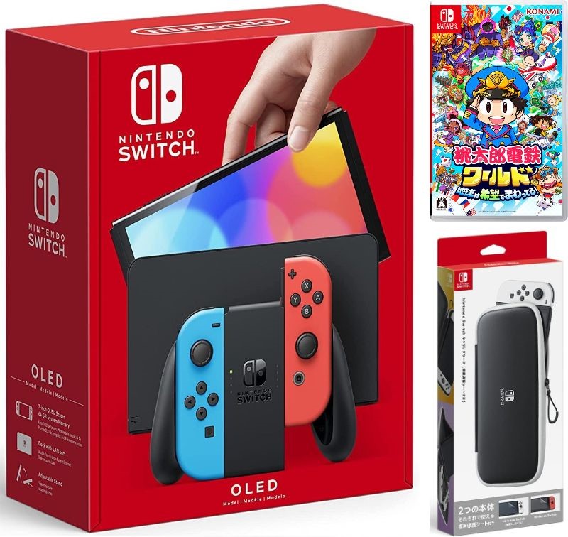 【無料ラッピング対応】Nintendo Switch(有機ELモデル) Joy-Con(L)/(R) ネオン+ 桃太郎電鉄ワールド ~地球は希望でまわってる! ~（ソフト）+ キャリングケース任天堂スイッチ 本体クリスマスクリスマスラッピングお誕生日｜TOWA 43,680円