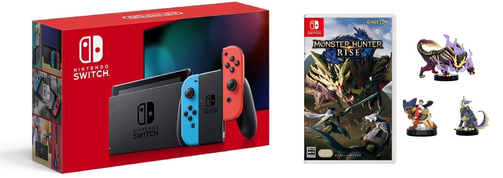 楽天市場 無料ラッピング対応 Nintendo Switch 本体ニンテンドースイッチ ネオン モンスターハンターライズ アミーボ 3種セット Towa