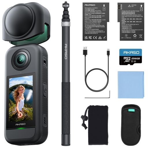 AKASO 360 ドローンビューコンボ 256GB SD歌留多付き添い人 360度写真器-動き写真器 5.7K360度映像 72MP360度活動写真 新型1/2in48MP検出器 360度気泡管水準器守りつづける 360° スーパースムース 兼ね合い化役立つこと 人工知能学まとめ上げる