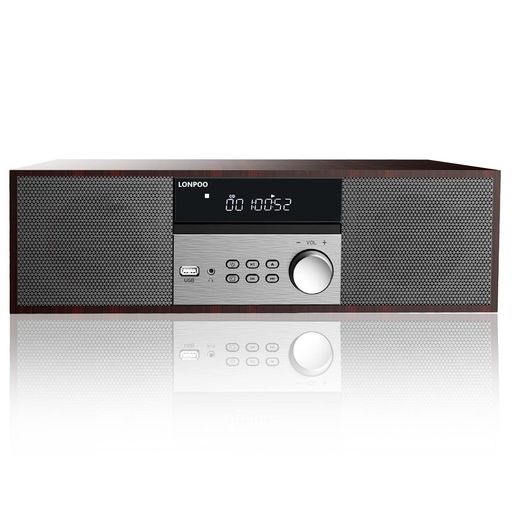 CD電気蓄音機 40W コンパクトコンポーネントシステム CDステレオミニコンポ FMラジオ受信機 Bluetooth相応う金棒引き USB/AUXインプット ヘッドフォンジャック 日本語遠隔操作 木材収納家具 ウォール…