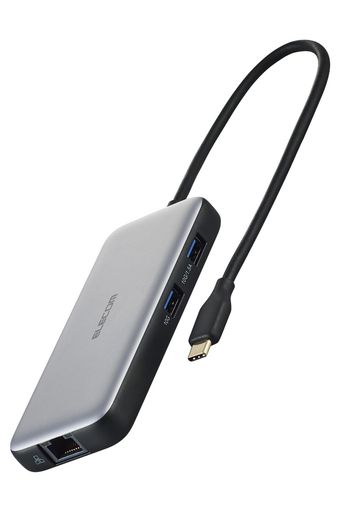 エレコムUSB-Type-CハブドッキングステーションUSB-PD100W相応うUSB-10Gbpsx24K60HzHDMIx1申し受ける用USB-Cx1資料移らす用USB-Cx1ローカルエリアネットワーク界面WindowsMaciPadしろがね色