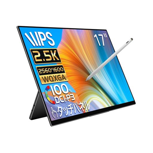 EHOMEWEIモバイルモニタータッチパネル144サイクル2.5K17インチタッチペン相応うWQXGA2560x1600100%DCI-P3ペンタブゲーミングモニタースピーカー内蔵ブルーライトカットType-C防御すること写真フィルム