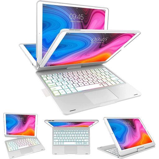 [実業界オリジナル性な腹積もり・360°回転させる] iPad 9時人 鍵盤 入れもの iPad 8時人 鍵盤 10.2in 高的確さタッチパッド付き添い人 7色バ ックライト 無線電話Bluetooth 鍵盤Pencil申し受ける Type-C繋ぎ合わせる手っとり早い申し受ける