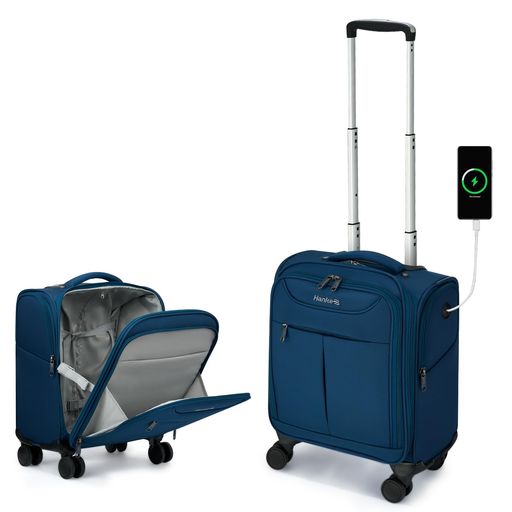 [Hanke] キャリーバッグ 機内持ち込み 静音 4輪 上食い違い 電気容量25L 旅行バッグ ss Mini大きさ 14型パソコン相応う 1~2泊 商行為 小型 (青色)