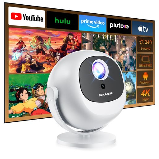【ネイティブ 1080P & ANDROID 11搭載 】プロジェクター 340ANSI高輝度 4K 対応 電動フォーカス 360&deg; 回転式 自動台形補正 WI-FI6 BLUETOOTH5.2 小型軽量 USB/HDMI接続 スマホ・PC・ゲーム機対応｜りあんの通販