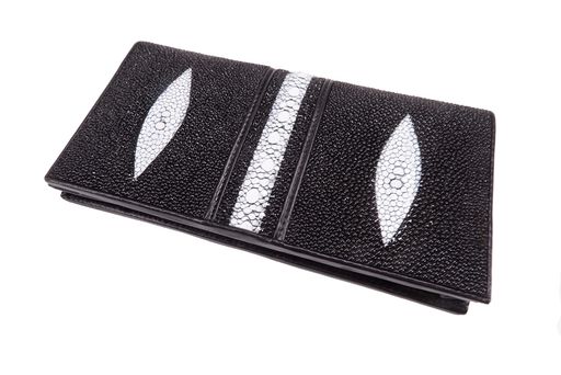 Pelgio 本物のロウダイヤモンドスティングレイスキン 小切手帳財布 クラッチパース, ブラック, One Size, 小切手帳|りあんの通販