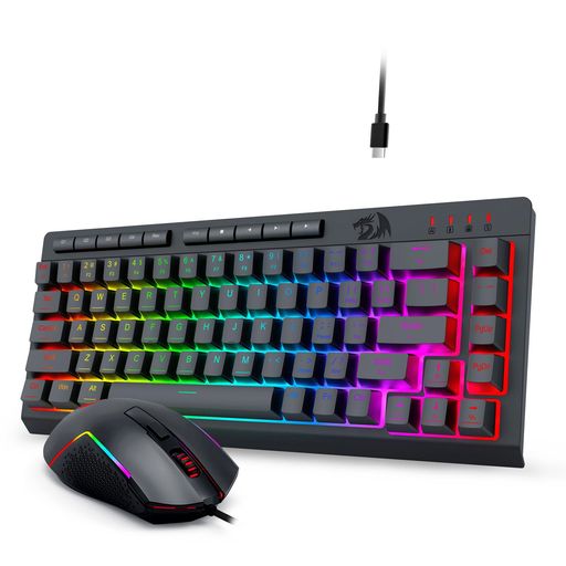 Redragon 有線 ゲーミングキーボード 二十日鼠仕掛ける 60% テンキー受け答え 英語取り合わせ 静音 メンブレンキーボード 26キーロールオーバー 8000DPI 1000サイクル 光学ゲーミングマウス RGBうしろ側ともし火 マクロ命令相応う
