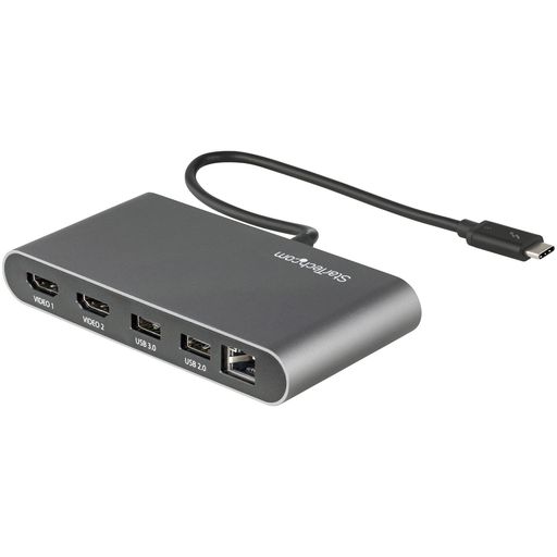 StarTech.com Thunderblot 3 ハブ サンダーボルト3ミニドック デュアル 4K/60Hz HDMI/2ポートUSB-Aハブ(3.2/2.0)/ギガビット有線LANポート/本体一体型28cmケーブル TB3ミニドッキングステーション|りあんの通販