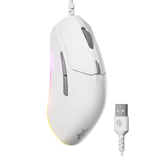 SteelSeriesRival3Gen2ゲーミングマウス―8500DPITrueMove中核グループ光学検出器―6000万回の鳴らす耐久性―低レイテンシー―77g軽さ―100%PTFEフート―RGB―白いこと
