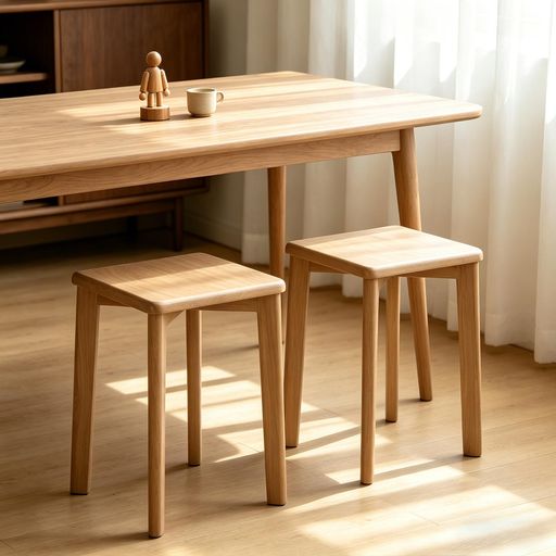 Timbertouch ダイニングチェア 天然木製 安定性 クロス構造 スタッキング収納 コンパクト 食卓椅子 スツール 組立簡単 モダンデザイン キッチン リビング対応 座面直径約29.5cm ナチュラル 2脚&hellip;｜りあんの通販