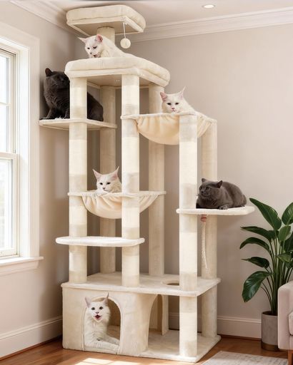 楽天市場】Heybly キャットタワー 大きな猫や多頭飼い 超スリム