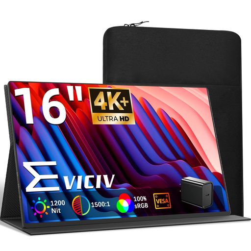 EVICIV 移動性管する 4K 16in 入れもの付き添い人 非光輝 QLED 携帯型管する 高明快さ 1200Nit UHD(3840x2400) 1500:1対比 移動性見せびらかす 保護すること押しかぶせる付き添い人 HDR VESA相応う 飾りつけ能力のある