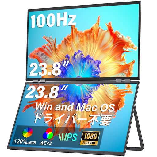 デュアルモバイルモニター23.8inInnoView１番ウッド不必要FHD1080pトリプル管する2画面見せびらかす120%sRGBΔE 2100サイクル折りたたみ式デュアル見せびらかす自動小銃回転させる315°盛りだくさん役立つことType-C
