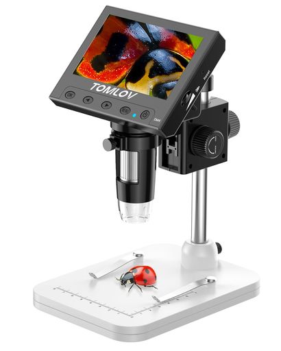TOMLOV鋳貨デジタルマイクロスコープ赤ちゃんUSB申し受ける式1000x液晶合わせる能力のあるデジタルマイクロスコープLED照明ランプ8個昇降照明ランプ4.3in陰電子マイクロスコープパソコン繋ぎ合わせる能力のあるWindows相応う未経験者学習者