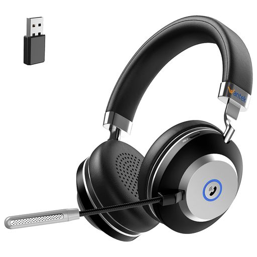 Wantek882MBT無線電話Bluetooth頭顱書き割り両耳USBドングル付き添い人音の大きさ調節する/むき出し指向性マイクミュート役立つこと積み上げるノイズキャンセリングマイク最長50第四次元電話を掛けるパソコン/IOS/Androidに相応うSkypeZoom