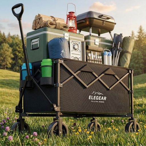 Elegearキャリーワゴンキャリーカート180L超大型耐荷重100kg全地勢相応う6in大型車輪メッシュ社会システム折り畳み式軽さパウダーコンパクト心積もり積貨委託貨物やり方納める楽キャンプスポーツビーチショッピング用
