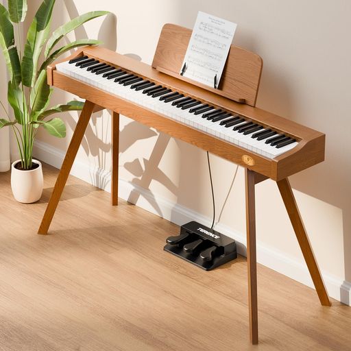 TERENCE 電子ピアノ 88鍵盤 ハンマーアクション鍵盤 デンシピアノ 木製 スタンド一体型 Audio/MIDI/マイク対応 3本ペダル/イヤホンジャック付き 子供/大人/初心者/マスターに 取扱説明書付き P37|りあんの通販