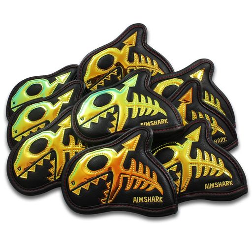 AIMSHARK スカル_シャークゴルフアイアンカバー/9平和条約仕かける/ゴルフ上端取りまかなう/ゴルフ野球クラブ取りまかなう (Skull_Iron 9pcs Set Rainbow)