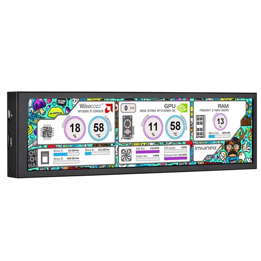 wisecoco8.8in小型管する固定ディスク1920x480IPSLCDミニ見せびらかすPCCPUデータモニターミニ横長進行係り用センサーパネルディスプレイAIDA64用