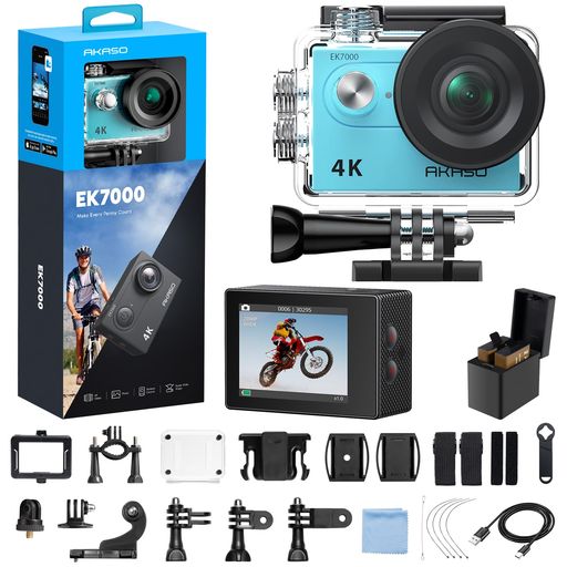 AKASO 動き写真器 EK7000 4K30FPS 20MP 水中写真器 無線LAN積み上げる Type-C外の方マイクロホン相応う 40M雨合羽 170度広角水晶体 1050mAh蓄電池2個付き添い人 動きカム ウェアラブルカメラ 遠隔操作付き添い人