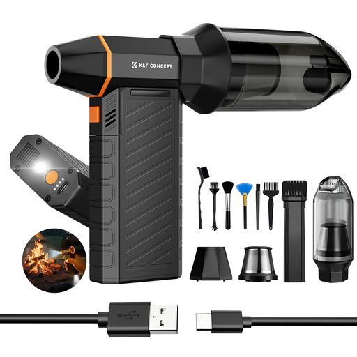 K\u0026FCONCEPTエア湖ダスター電動エアダスターブロワー磁気ノズル2インチ1吹き吸い両用300000RPM3度合い風量合わせる6000mAh大静電容量乾電池超高明快さLED点火装置付き添い人コードレス申し受ける式ミニエアダスターパソコン