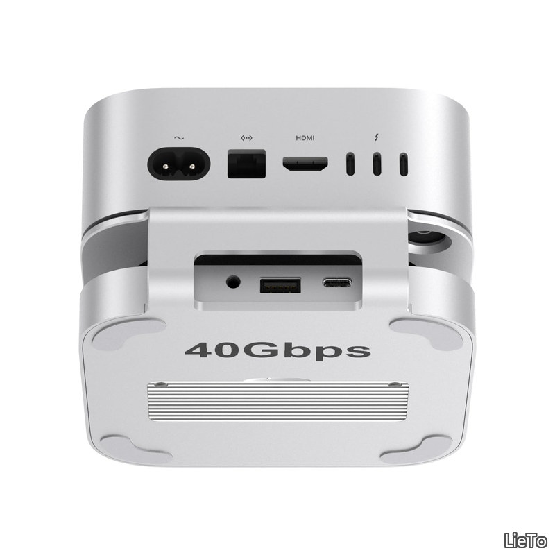 【送料無料】40Gbps Mac mini M4/M4 Pro スタンドハブ USB4 NVMe SSDエンクロージャ付き USB-Cホスト 3 USB-A 2.0 3.5mmオーディオ M.2 PCIe最大8TB対応 Thunderbolt 4/5対応|LieTo