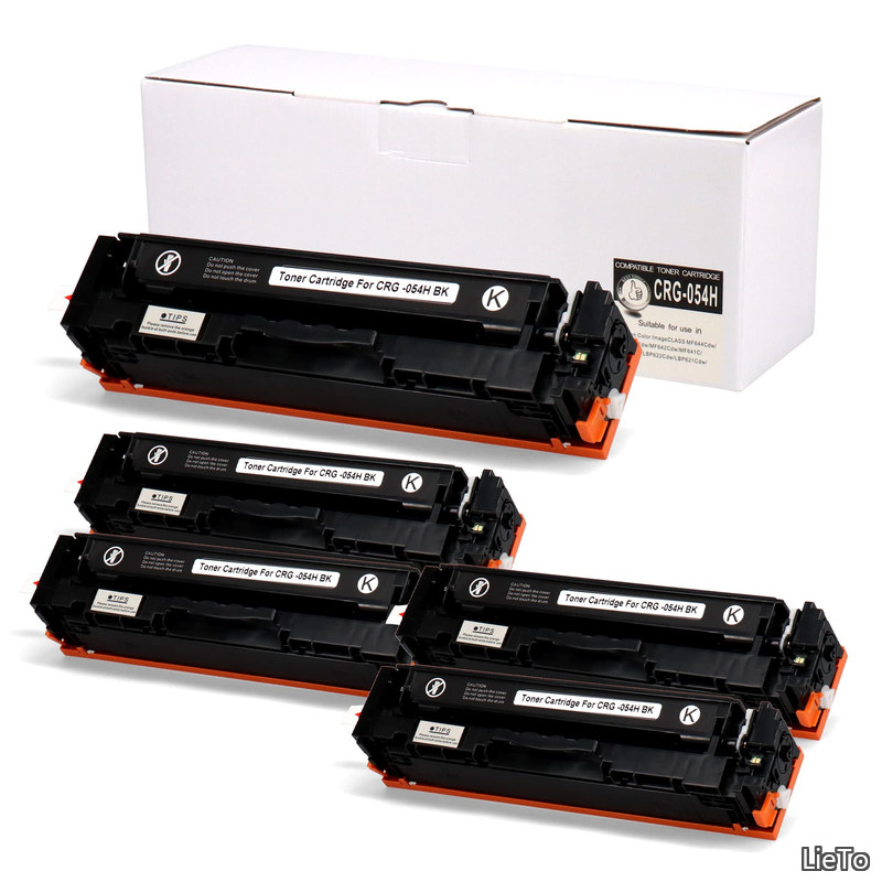 【送料無料】(Canon)用 互換 トナーカートリッジ054 ブラック/黒 5本セット CRG-054HBLK ＜残量表示対応＞ ＜粒子が小さく形状が均一な重合パウダー採用＞対応機種:Satera LBP621C / Satera LBP622C / Satera MF642Cdw / Satera 644Cdw 商品コード:3028C003｜LieTo